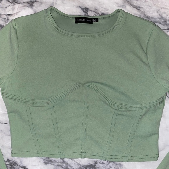 PLT Sage Crepe Structured Underbust Crop Top - Picture 3 of 4